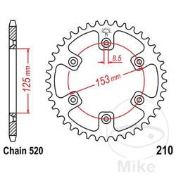 Zębatka tylna stalowa JT JTR210.44 ilość zębów 44Z