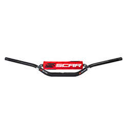 SCAR Kierownica Fatbar z poprzeczką Model Stewart/Villopoto [28,6mm]  kolor czarny, gąbka czerwony/biały