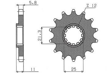 SUNSTAR Zębatka przednia stalowa HUSQVARNA CR/WR/TC/TE 125/250/300/310/410/510/610 [15]