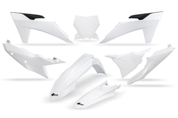 UFO Komplet plastików KTM EXC-F 350 / EXC 300 TBI / EXC-F 250 / EXC 150 TBI / EXC-F 500 / EXC-F 450 / EXC 250 TBI / SX 300 / SX 250 / SX 125 / SX-F 450 / SX-F 350 / SX-F 250 kolor biały