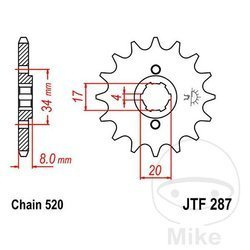 Zębatka przednia JT JTF287.15 (15Z)