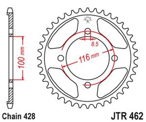 JT Zębatka tylna stalowa [49 zębów] KAWASAKI KX 80 86-99 / KX 85 01-20 / KX 100 86-21
