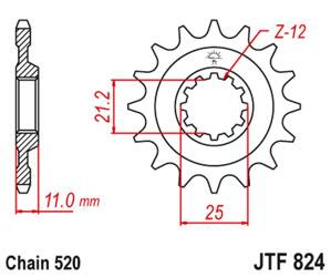 Zębatka przednia JT JTF824.12 (12Z)