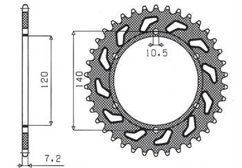 SUNSTAR Zębatka tylna stalowa KAWASAKI ZR7 99-04 [38]