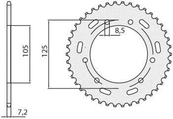 SUNSTAR Zębatka tylna stalowa YAMAHA XT 125X/SM 05-09  [50]