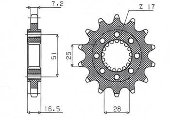 SUNSTAR Zębatka przednia stalowa KTM 950/990/1190 06-13 [17]