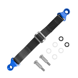 BIKETEC OM Pas (pasek) do wyciągania motocykla z błota do motocykli japońskich wraz ze śrubami 350cm x 2,5mm x 25mm, kolor czarny/niebieski