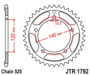 JT Zębatka tylna stalowa [41 zębów] SUZUKI GSR 750 11-19 / GSXR 750 00-03 / DL 1000 15-16 / GSX 750S 15-16 kolor czarny