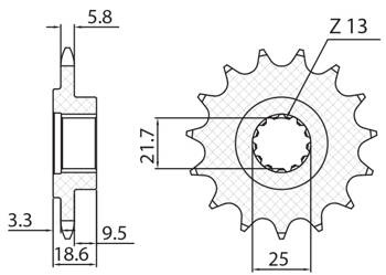 SUNSTAR Zębatka przednia stalowa KAWASAKI Z 750 04-12 / Z 800 13-16 [14]