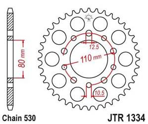 Rear sprocket, steel JT JTR1334.43 number of teeth 43Z