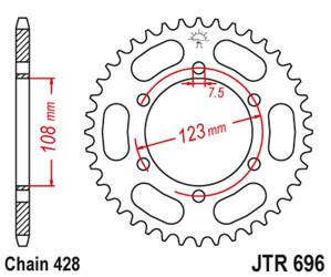 JT Zębatka tylna stalowa [49 zębów] CAGIVA 50 PRIMA SUPER SPORTS 92-95