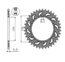 SUNSTAR Zębatka tylna aluminiowa 50 HUSQVARNA SM 610 08-09 / SUZUKI DR350 90-03 / RGV 250 91-96 [50] [czarna]