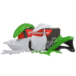 Komplet plastików Kawasaki KX 85 '14-'21 / KX 100 '14-'21 / KX 112 '14-'21 Polisport zielono,biały