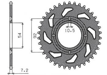 SUNSTAR Zębatka tylna stalowa YAMAHA TZR 125 88-93 / RD 125 LC 1 82-85 [49]