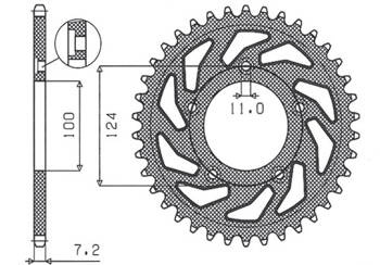 SUNSTAR Zębatka tylna stalowa DUCATI 749 03-06  [38]