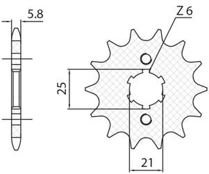 SUNSTAR Zębatka przednia stalowa YAMAHA XV 125 VIRAGO 97-01 [13]