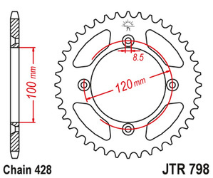 JT Zębatka tylna stalowa [48 zębów] SUZUKI RM 80/85 83-20 / YAMAHA YZ 85 02-20 kolor czarny