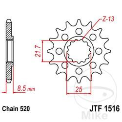 Zębatka przednia JT JTF1516.14 (14Z)