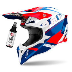 Kask cross Airoh Wraaap Feel biały,niebieski,czerwony / połysk