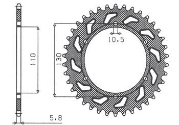 SUNSTAR Zębatka tylna stalowa KAWASAKI NINJA 250 09-11 [43]