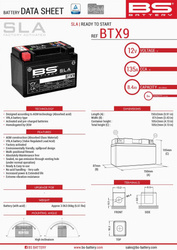 Akumulator BS BTX9 Zamiennik YTX9-BS 8AH 120A
