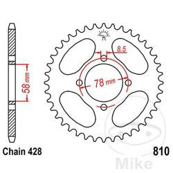 Rear sprocket, steel JT JTR810.48 number of teeth 48Z