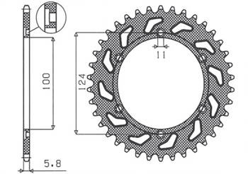 SUNSTAR Zębatka tylna stalowa DUCATI MONSTER 695 08 / MONSTER 800 03-04  [48]