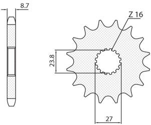 SUNSTAR Zębatka przednia stalowa SUZUKI GSXR 1000 09-15 / HAYABUSA 08-15 / B-KING 08-12 [17]