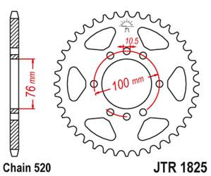 JT Zębatka tylna stalowa [38 zębów] SUZUKI VL 250 INTRUDER LC 00-04; LT 250/300 86-89; GN 400 80-82; LT 500 88-92 / DR 500 81-83 / DR 750 88
