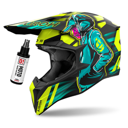 Kask cross Airoh Wraaap Cyber niebieski,żółty,czarny / matowy