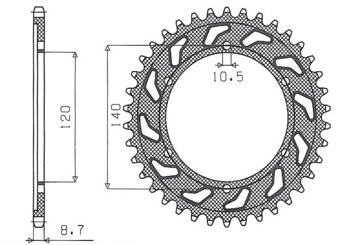 SUNSTAR Zębatka tylna stalowa KAWASAKI ZXR 750H 89 / VN 800A 95-96 [46]