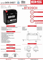 Akumulator BS BTX20CH Zamiennik YTX20CH-BS, YTX20A-BS 18AH 270A