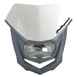 Lampa przednia HALO  [ żarówka halogenowa]  Polisport biały/szary
