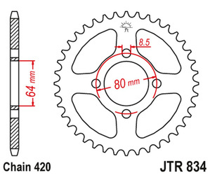 JT Zębatka tylna stalowa [35 zębów] YAMAHA TTR 90 00-07 / TTR 110 08-16 / V70/V75 76-77 / V90 75-78 / LB 80 76-77 / YB 100E 80-94