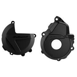 Osłona dekla alternatora + osłona pokrywy sprzęgła + osłona pompy wody KTM EXC-F / XC-F 250 / 350 '17-'22 / Husqvarna FC 250 / 350 '19-'22 Polisport czarny,