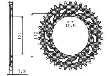 SUNSTAR Zębatka tylna stalowa SUZUKI GSR 600 05-10  [50]