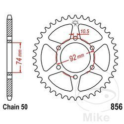 Zębatka tylna stalowa JT JTR856.44 ilość zębów 44Z