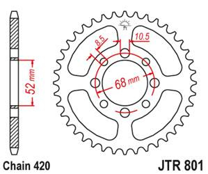 JT Zębatka tylna stalowa [29 zębów] SUZUKI PV 50 81-00 / FR 70 75-87 / FR 80 / FM 50 80-98 / RV 50 15-16 / DRZ 110 03-05 / KAWASAKI Z 125 17-20 / KLX 110 03-20 /