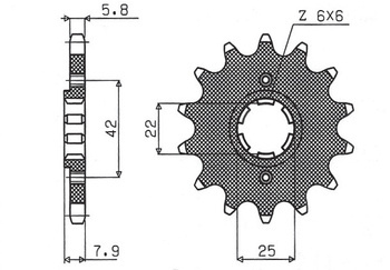 SUNSTAR Zębatka przednia stalowa HONDA XR 600R / XL 600R/RM/LM [14]