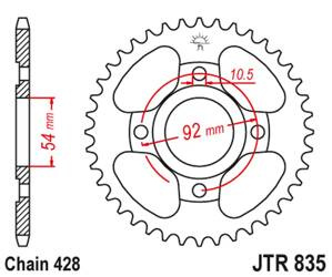 JT Zębatka tylna stalowa [44 zębów] YAMAHA SR 185 81-82