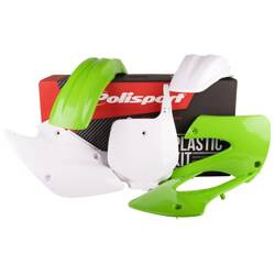 Komplet plastików Kawasaki KX 85 / 100 / 112 '01-'13 Polisport zielono,biały