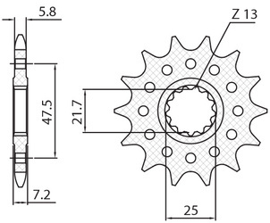 SUNSTAR Zębatka przednia stalowa KAWASAKI ZX-6R/RR 07-17 / YAMAHA XTZ 750 SUPER TENERE 87-00 [16]