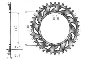 SUNSTAR Zębatka tylna stalowa YAMAHA R1 98-03 [43]