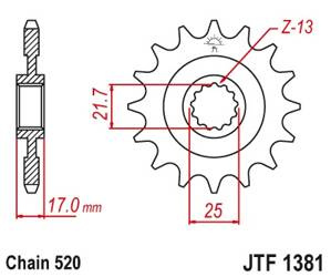 JT Zębatka przednia [16 zębów] HONDA CB 500F/X 13-15 / CBR 500R 13-15 / NC 700 12-14 / CT/CTX 700 z tłumikiem drgań