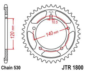 JT Zębatka tylna stalowa [45 zębów] TRIUMPH TIGER 1050 07-14 kolor czarny