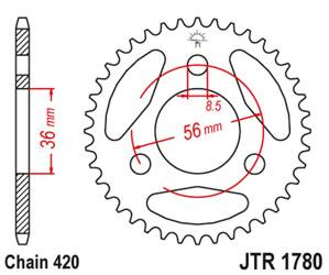 JT Zębatka tylna stalowa [28 zębów] KAWASAKI KDX 50 03-06 / SUZUKI JR 50 85-06