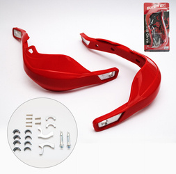 Biketec parts osłony rąk (handbary) alu kolor czerwony (z mocowaniami 22mm i 28mm)