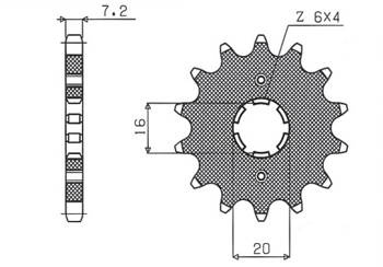 SUNSTAR Zębatka przednia stalowa SUZUKI RM 80/85 / YAMAHA XT 125 R/X [13]