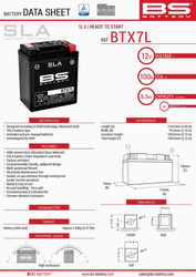 Akumulator BS BTX7L Zamiennik YTX7L-BS 6AH 100A