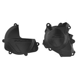 Osłona dekla alternatora + osłona pokrywy sprzęgła + osłona pompy wody Honda CRF 450R '17-'23 Polisport czarny,